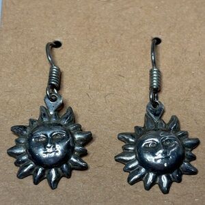 Vintage 925 Sterling Silver Sun Earrings